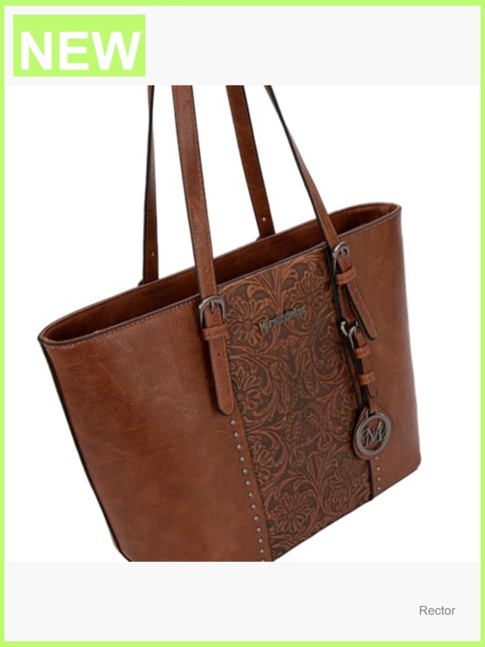 Embossed Vegan Leather Tote Bag Set with Adjustable Strap - Laptop Ready - Picture 4 of 7